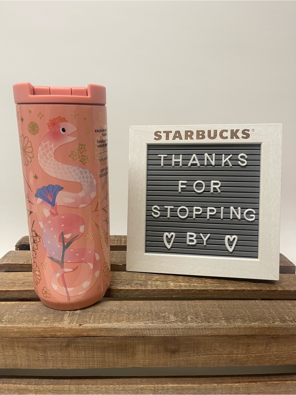 Starbucks Coral Pink Year of the Snake Floral Tumbler